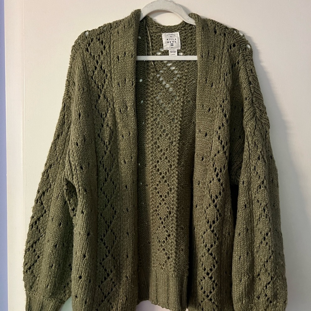 Billabong Olive Open-Knit Cardigan Sweater (Size M)
$35